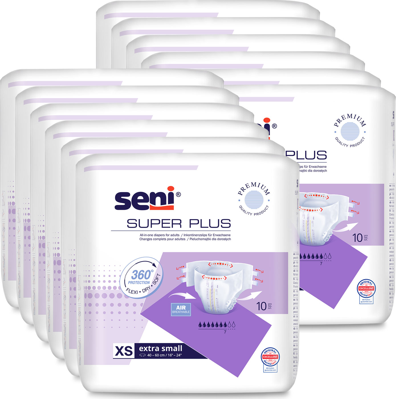 SENI Super PLUS - Inkontinenzwindeln - Gr. 0 EXTRA SMALL 120 (12x10 Stück)