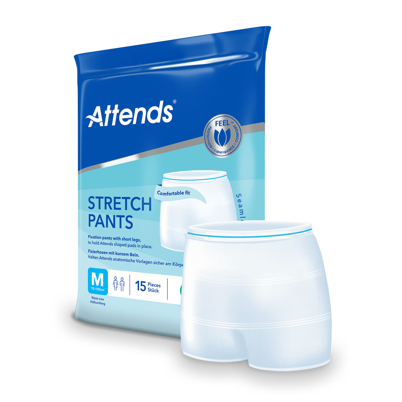 ATTENDS Stretch Pants - Netzhosen mit Beinansatz - 15er Pack - M