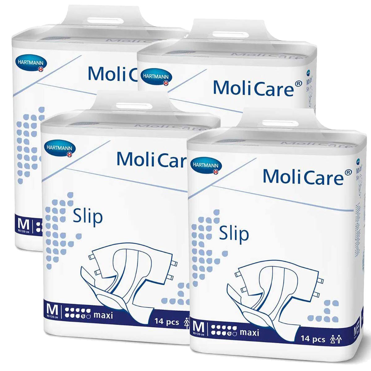 HARTMANN MoliCare® Slip (MAXI 9 Tropfen) MEDIUM (M) Windel mit Außenfolie - 4x14 Stück