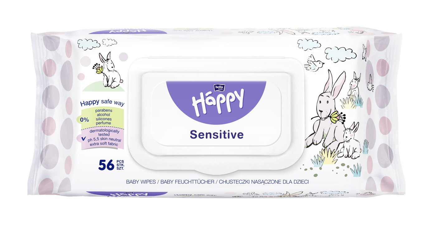 Bella Happy Feuchttücher Sensitive - 56 Stück mit Klappverschluss