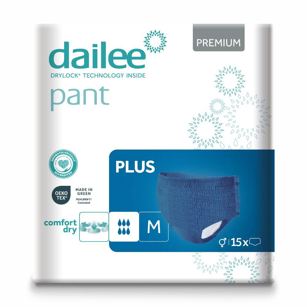 Dailee Pant BLUE Premium Plus - Medium (M) - 15 St. Pack