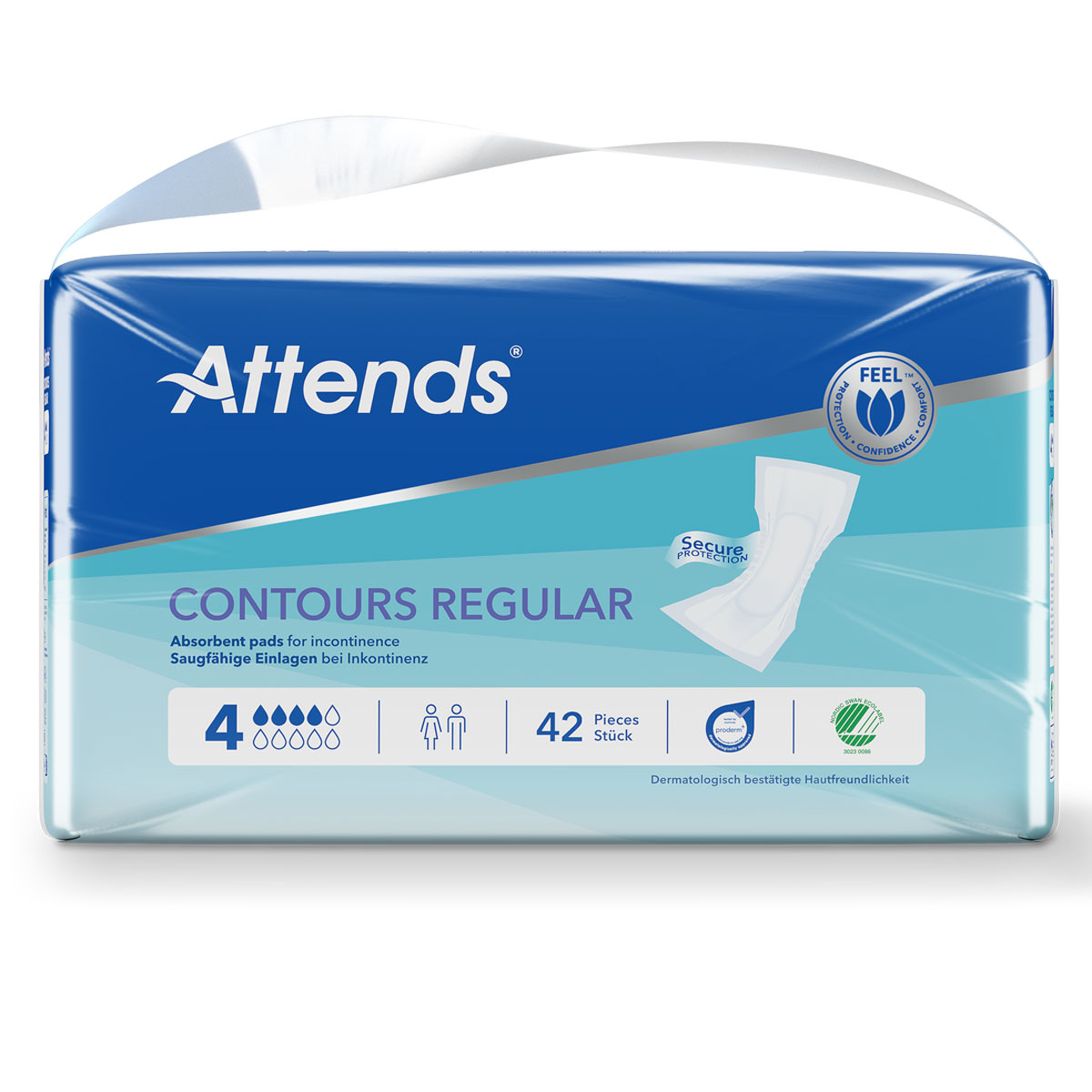 ATTENDS Contours Regular 4 - Inkontinenzvorlagen - 5x42 Stück