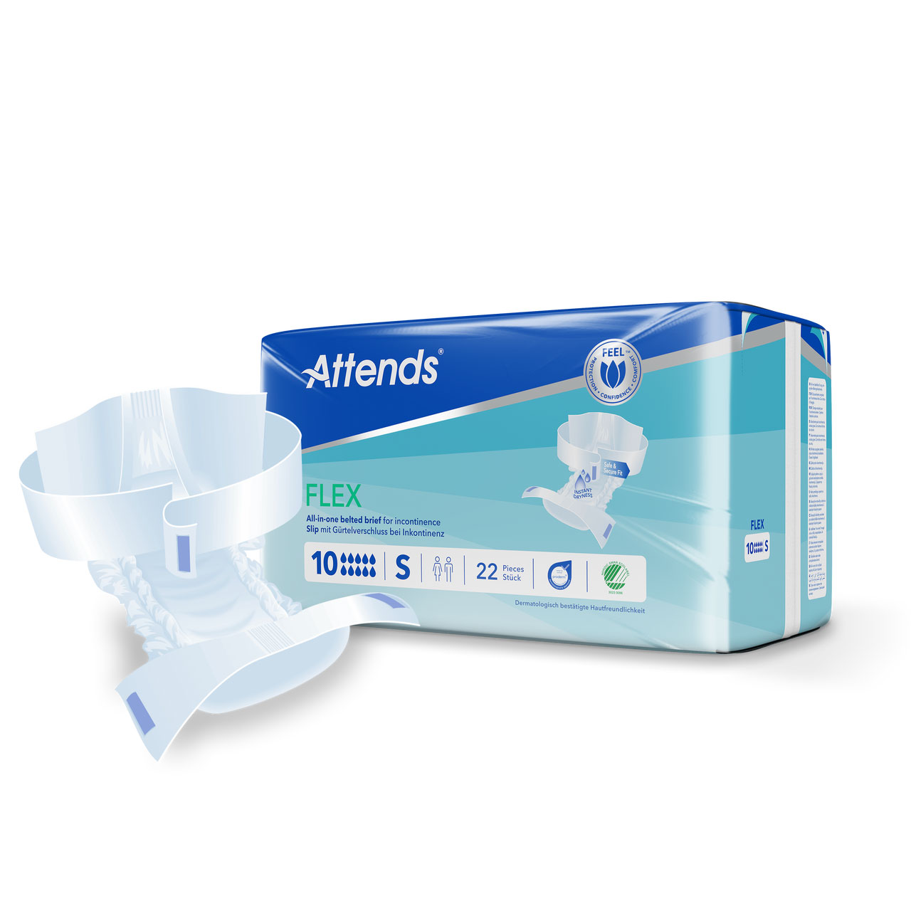 ATTENDS Flex 10 - Vorlage mit Hüftbund, Small (S), 88 Stück