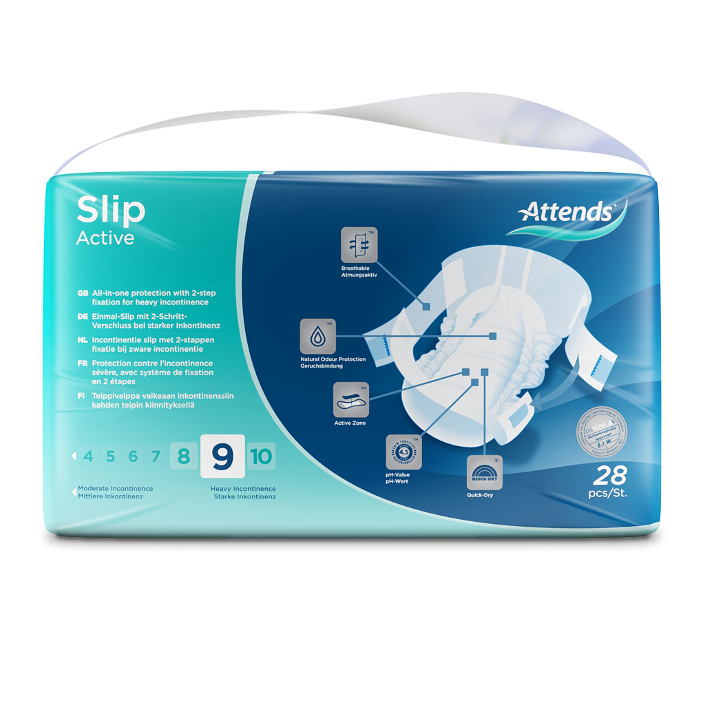 ATTENDS Slip Active 9 - Medium (M) Inkontinenzwindeln 112 (4x28) Stück