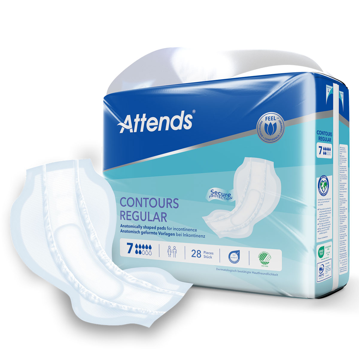ATTENDS Contours Regular 7 - Inkontinenzvorlagen - 4x28 Stück