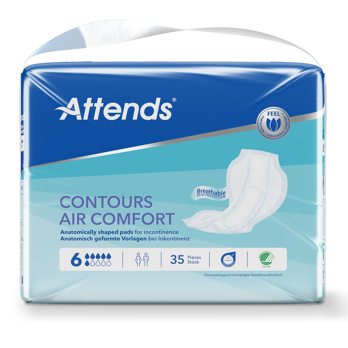 ATTENDS Contours AIR Comfort 6 - atmungsaktive Vorlage - 4x35 Stück