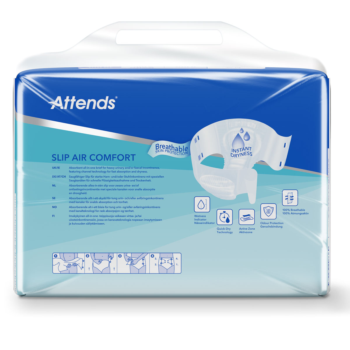 ATTENDS Slip AIR Comfort 10 - Extra Large (XL), Inkontinenzwindeln, 60 (4x15) Stück