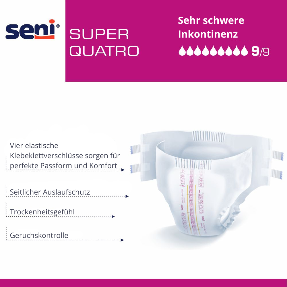 SENI Super QUATRO - Inkontinenzwindeln - Gr. 5 XXL (10 St Einzelpack)
