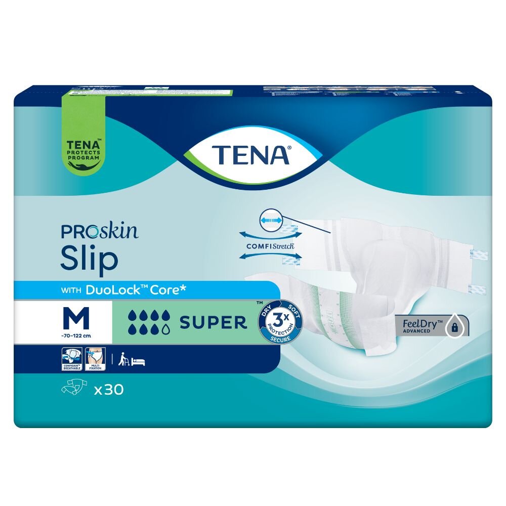 TENA Slip SUPER - Inkontinenzwindeln - MEDIUM (3x30) 90 Stück