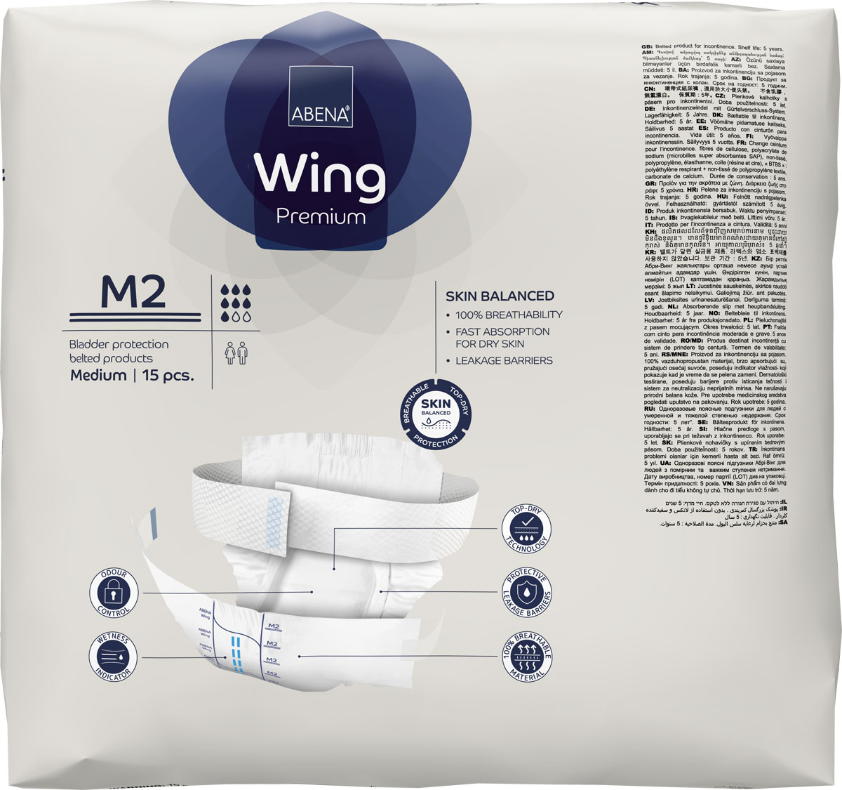 ABENA WING Medium M2 - Inkontinenz-Vorlage mit Gürtel - 15 Stück Einzelpack