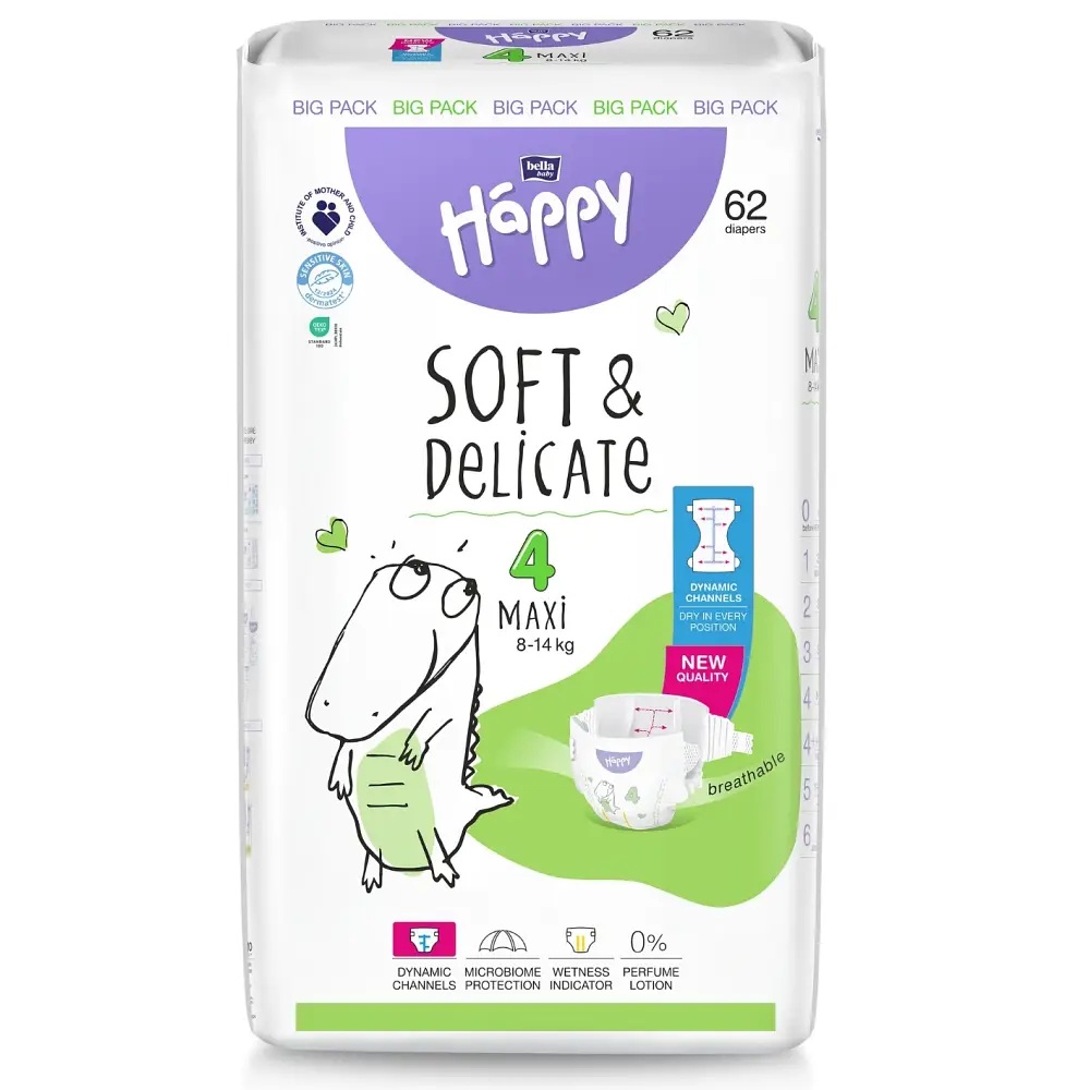 Bella Happy Soft & Delikate Gr. 4 - Babywindeln Maxi 8-14 kg 310 (5x62) Stück BIGpack