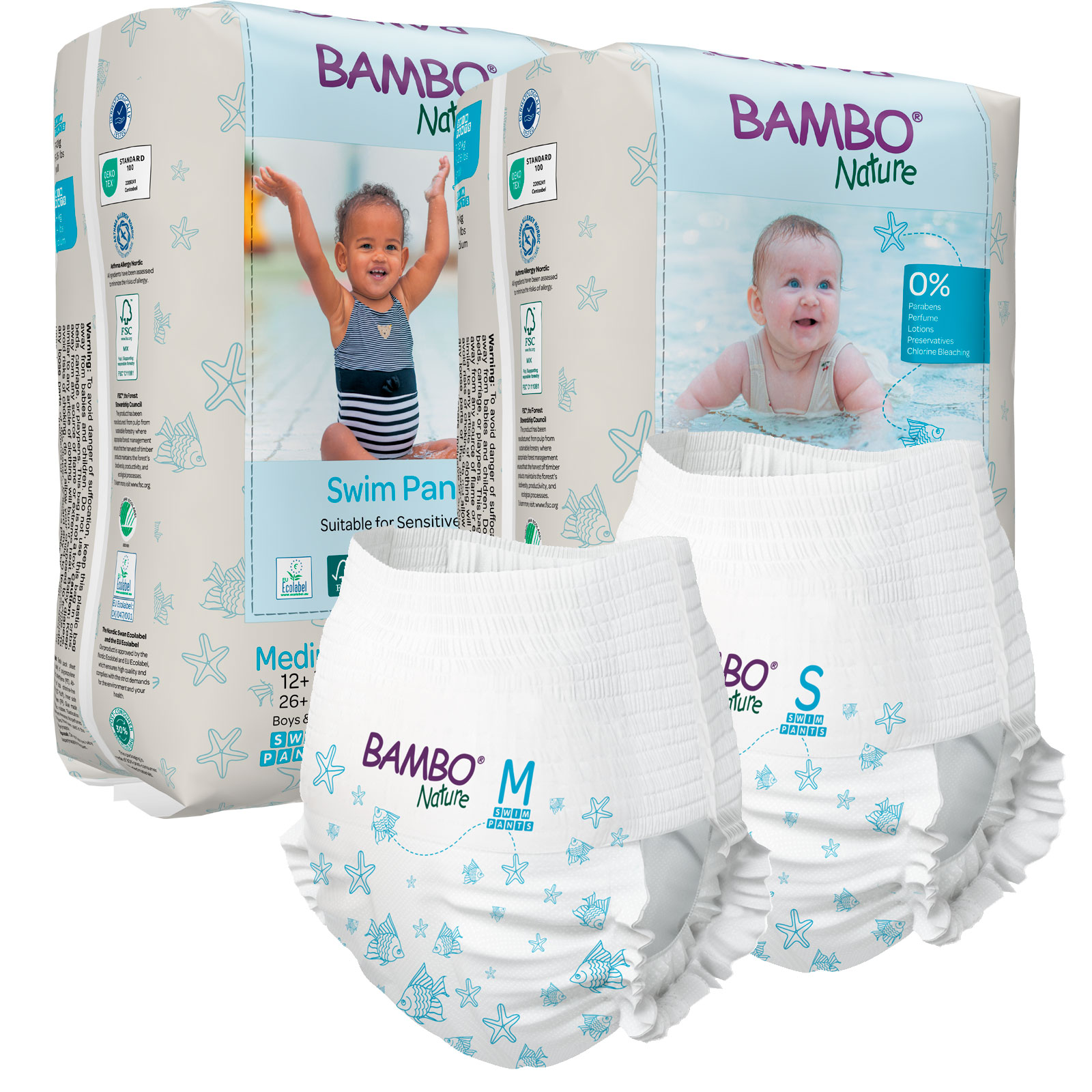 Bambo Nature Schwimmwindeln für Kinder S | M - 12 Stück Pack