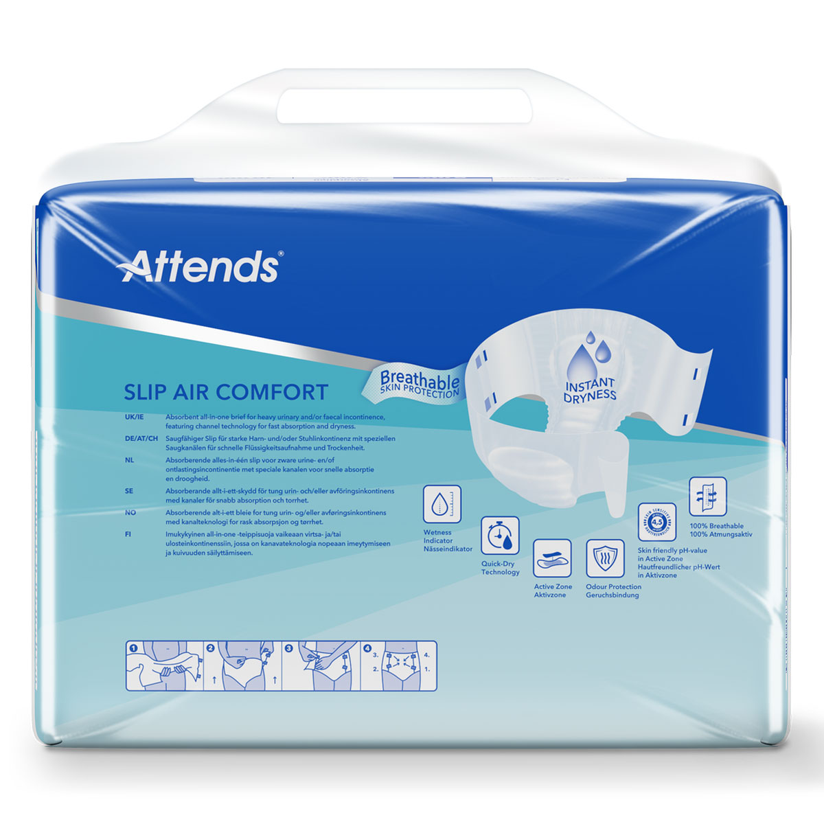 ATTENDS Slip AIR Comfort 10 - Large (L), Inkontinenzwindeln, 78 (3x26) Stück
