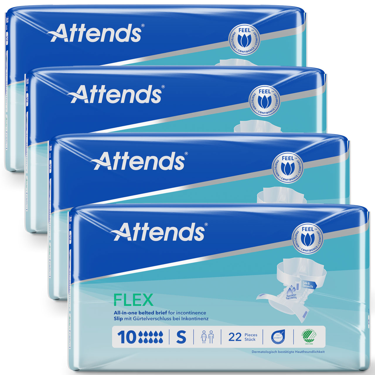 ATTENDS Flex 10 - Vorlage mit Hüftbund, Small (S), 88 Stück