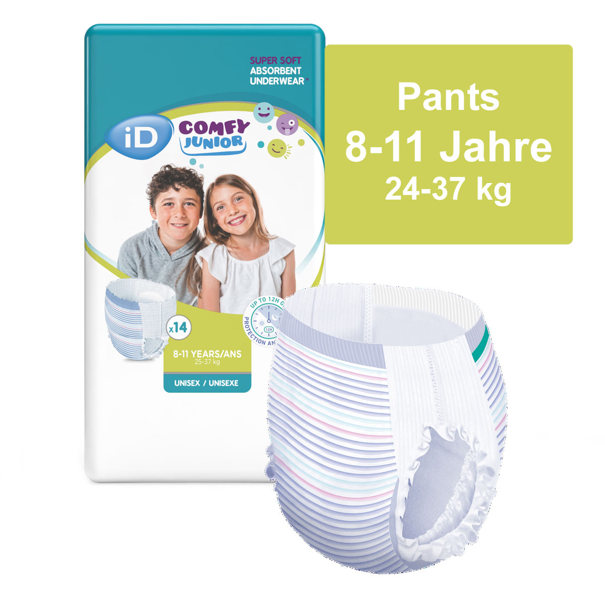 iD Comfy Junior Pants - für Kinder & Jugendliche von 8-11 Jahren - 14 Stück Pack