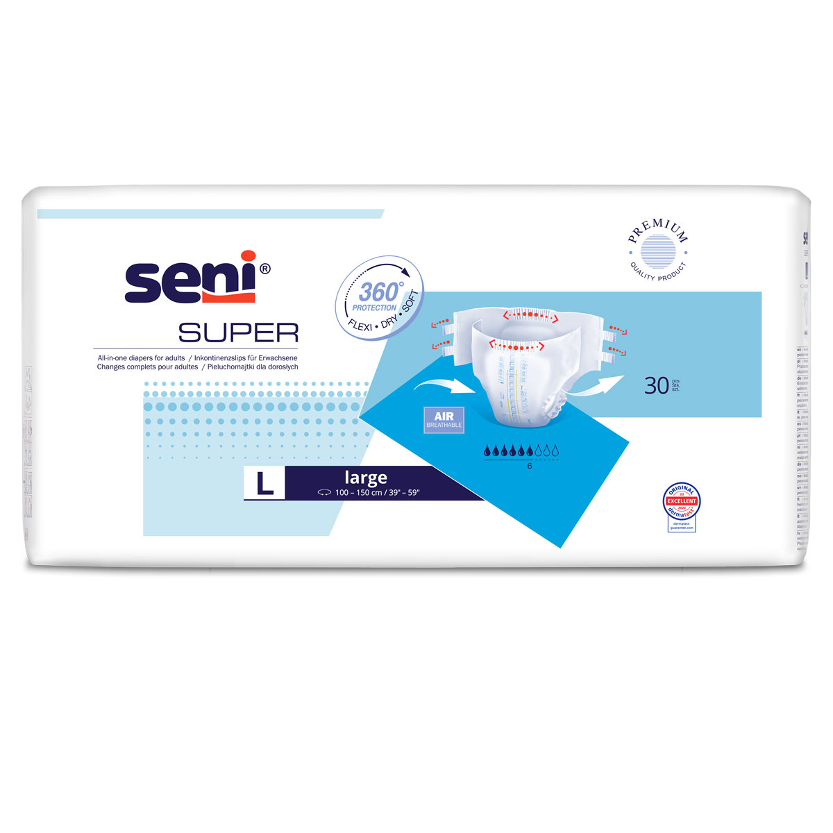 SENI Super - Inkontinenzwindeln - 30 Stück Pack - Large (L)