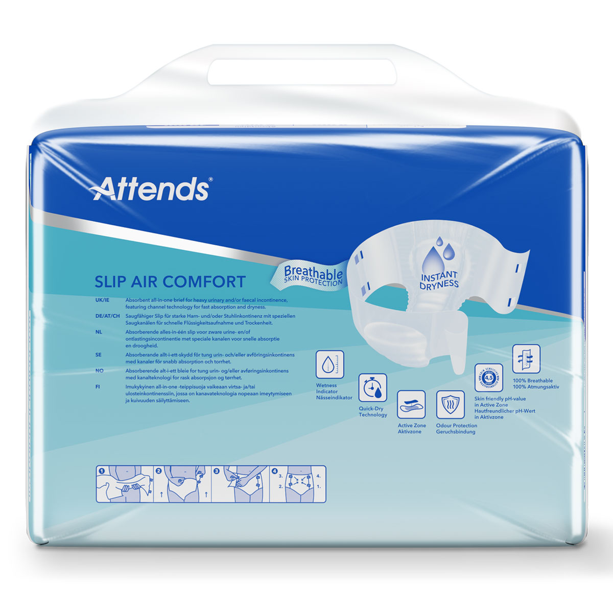 ATTENDS Slip AIR Comfort 9 - Extra Large (XL), Inkontinenzwindeln, 60 (3x20) Stück