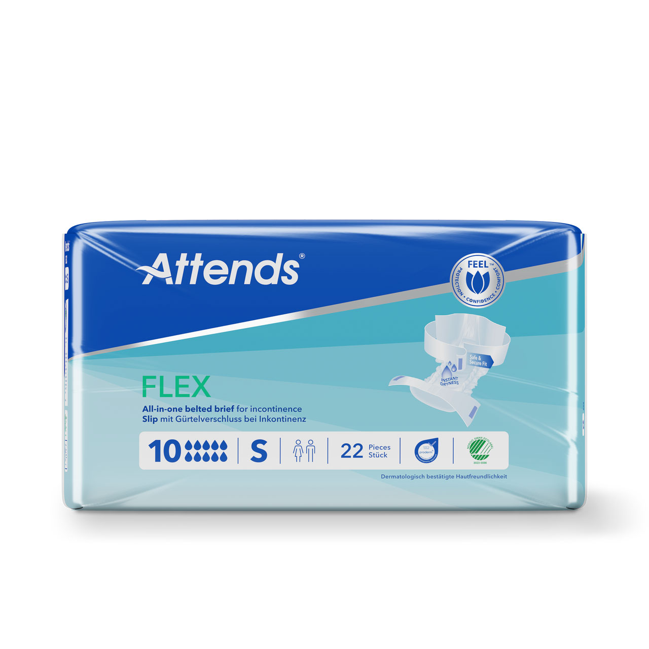 ATTENDS Flex 10 - Vorlage mit Hüftbund, Small (S), 88 Stück