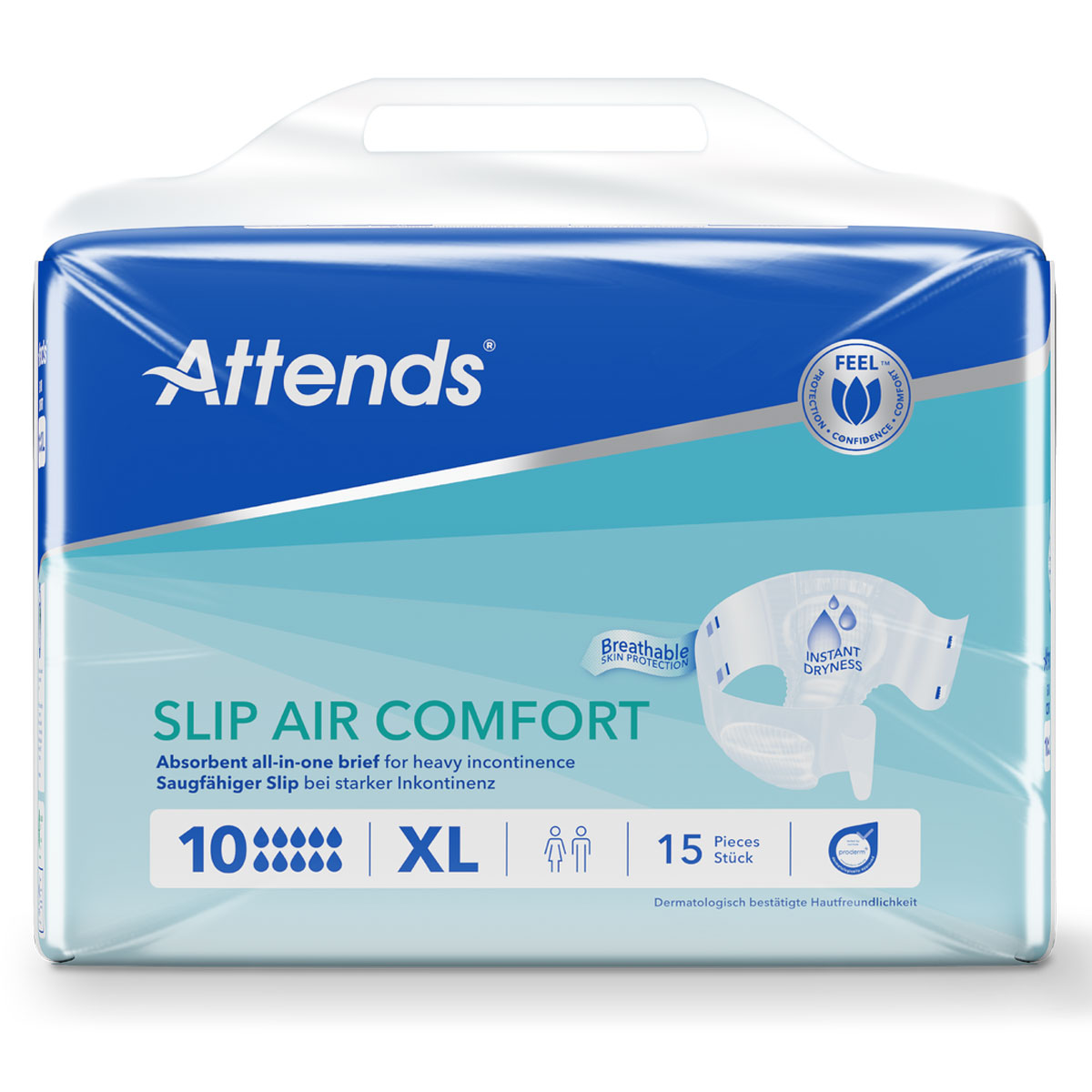 ATTENDS Slip AIR Comfort 10 - Extra Large (XL), Inkontinenzwindeln, 60 (4x15) Stück