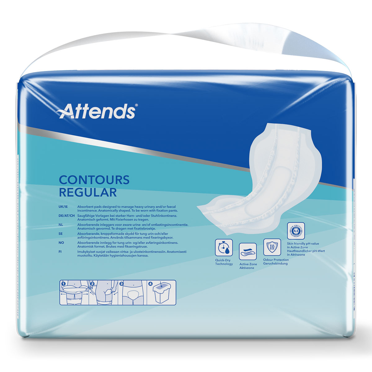 ATTENDS Contours Regular 6 - Inkontinenzvorlagen - 4x35 Stück