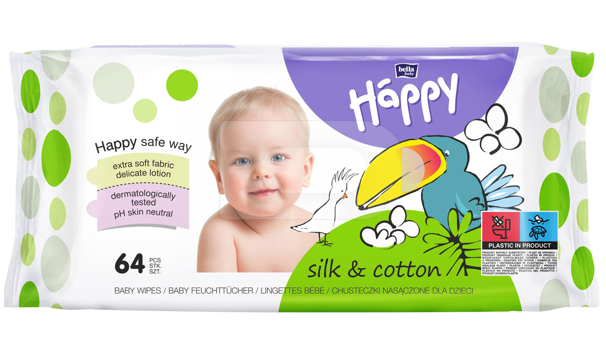 Bella Happy Feuchttücher Seide & Baumwolle (64 Stück NF)
