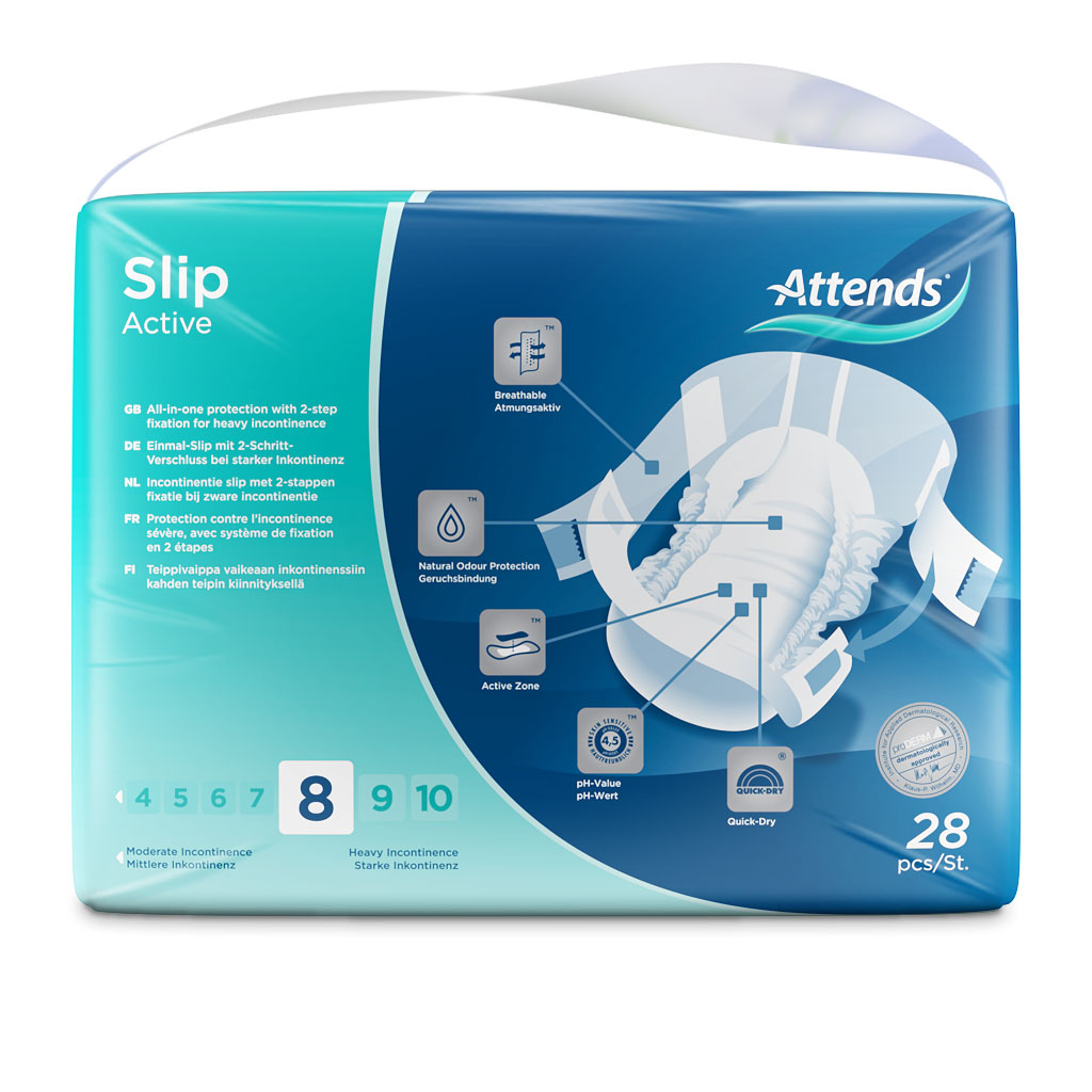 ATTENDS Slip Active 8 - Large (L) Inkontinenzwindeln 112 (4x28) Stück