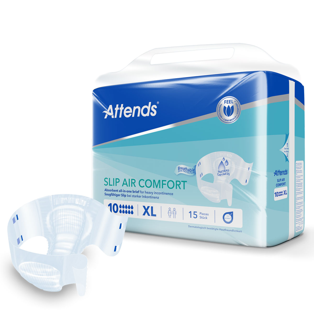 ATTENDS Slip AIR Comfort 10 - Extra Large (XL), Inkontinenzwindeln, 60 (4x15) Stück
