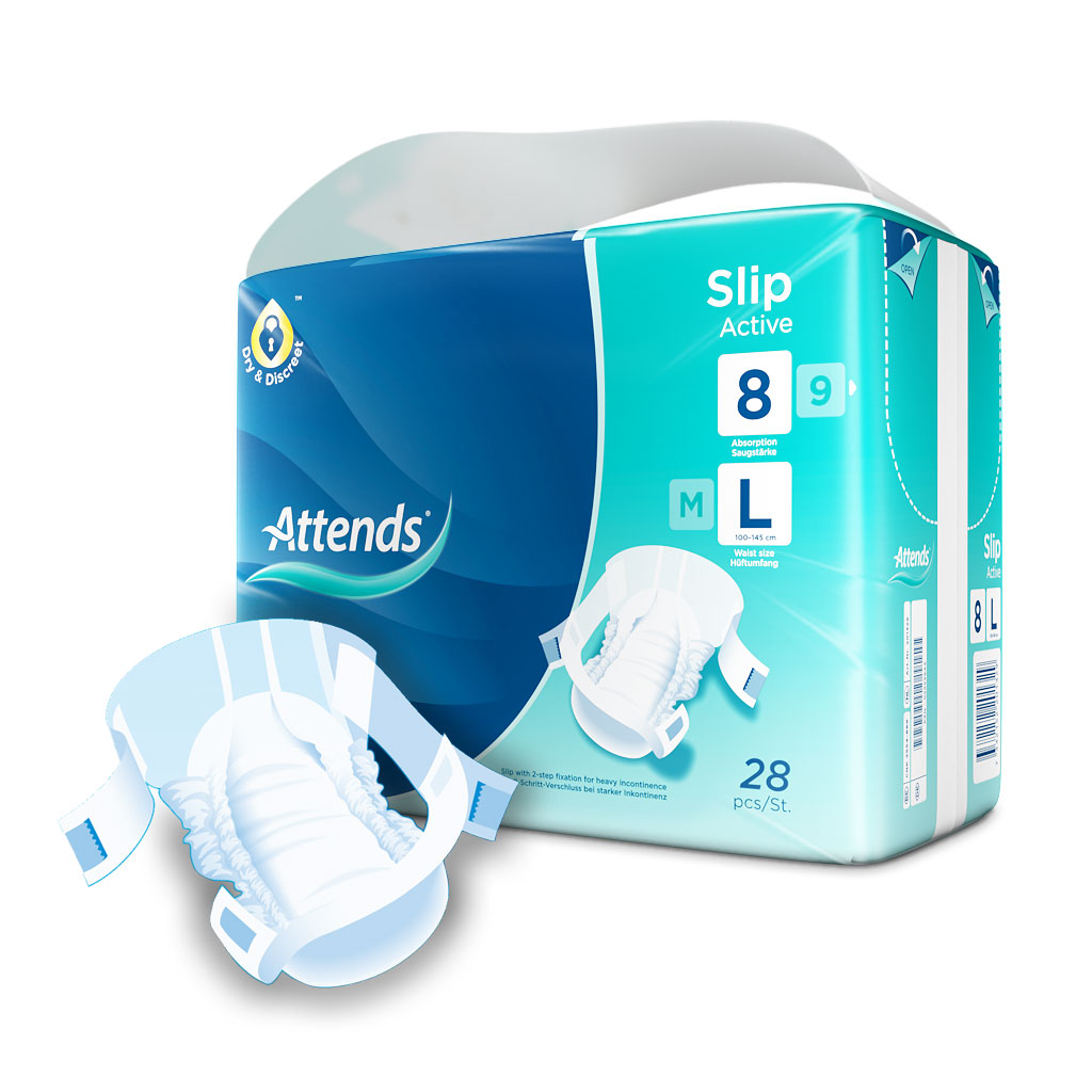 ATTENDS Slip Active 8 - Large (L) Inkontinenzwindeln 112 (4x28) Stück