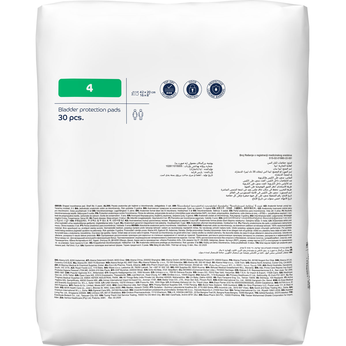 ABENA San Basic 4 - Inkontinenz-Einlagen - Saugkraft: 740ml - 30 Stück Pack