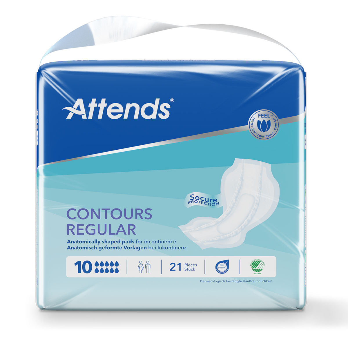 ATTENDS Contours Regular 10 - Inkontinenzvorlagen - 4x21 Stück