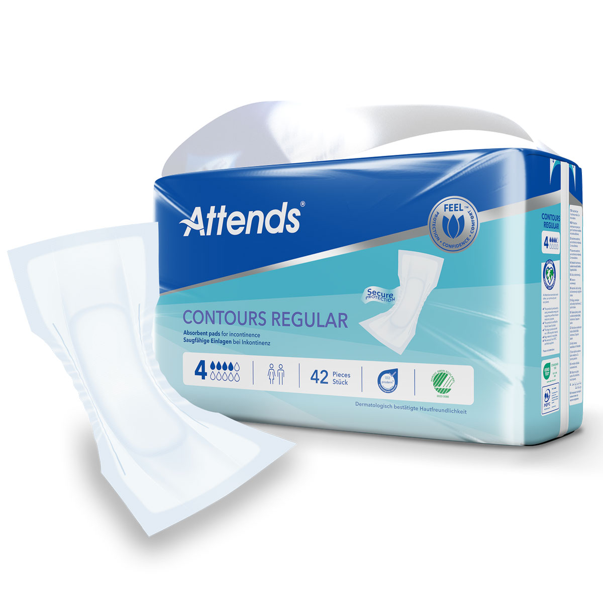 ATTENDS Contours Regular 4 - Inkontinenzvorlagen - 5x42 Stück