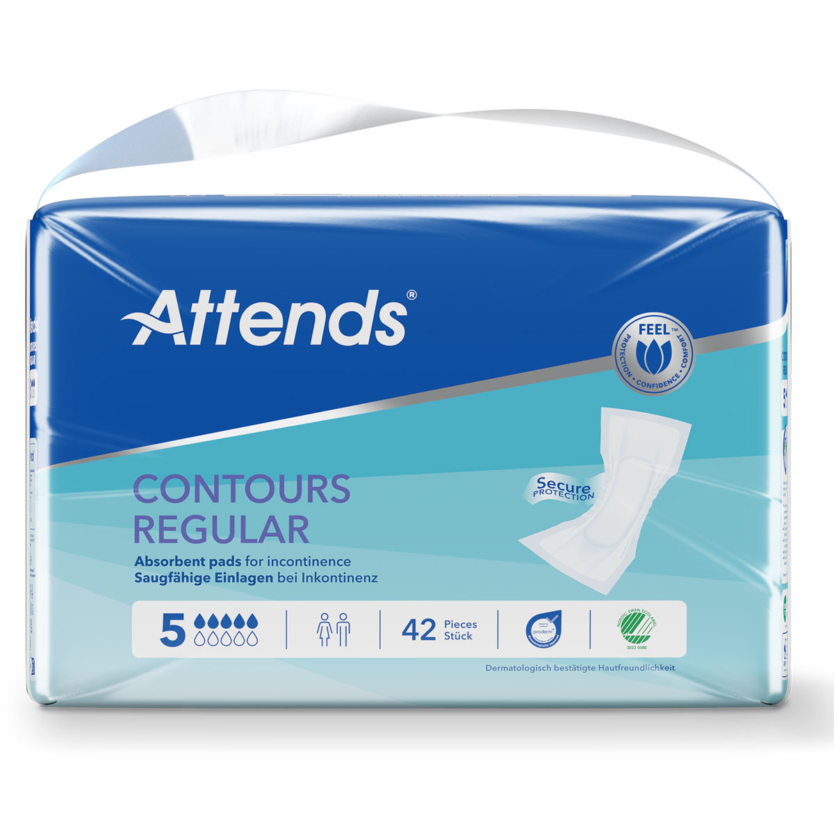 ATTENDS Contours Regular 5 - Inkontinenzvorlagen - 5x42 Stück