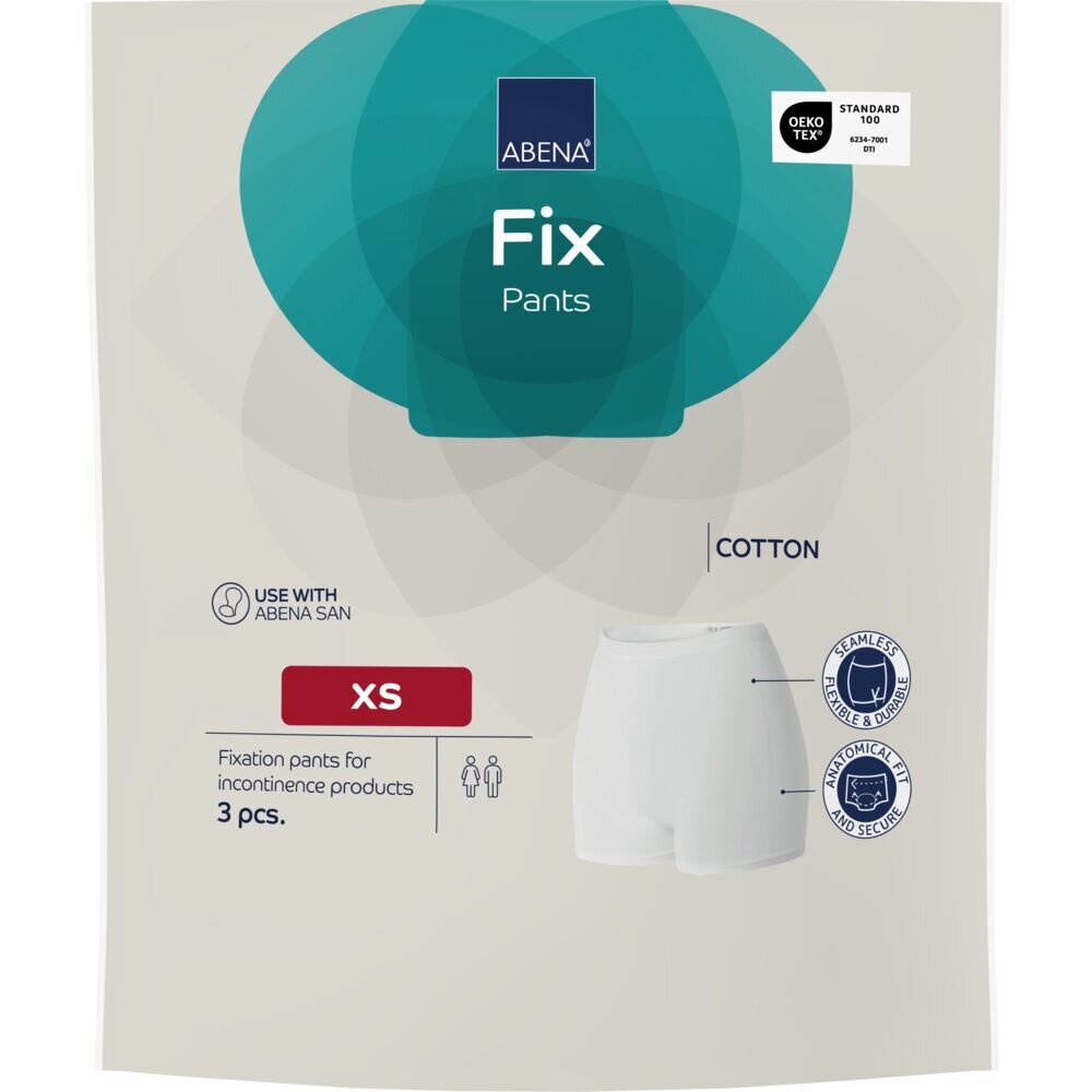 ABENA Fix Pants Cotton - Baumwoll Fixierhose MIT Bein | 3er Pack - Gr. - XS