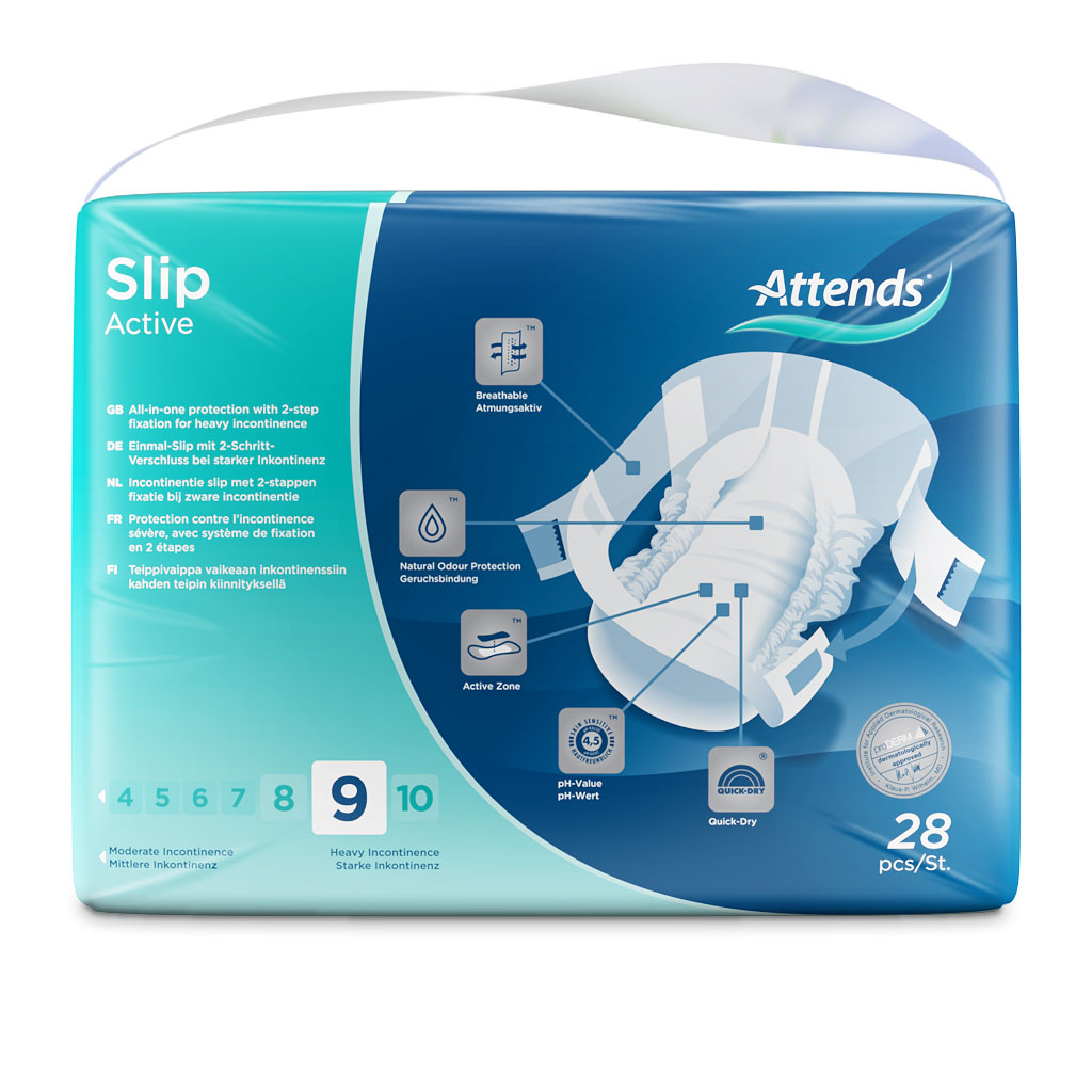 ATTENDS Slip Active 9 - Large (L) Inkontinenzwindeln 112 (4x28) Stück