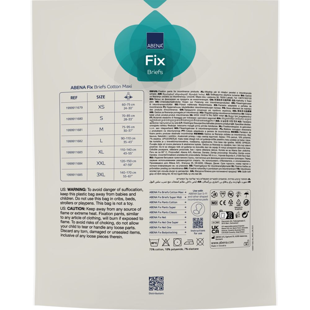 ABENA Fix Briefs Cotton Maxi - Baumwoll Fixierhose OHNE Bein | 3er Pack  - Gr. - S