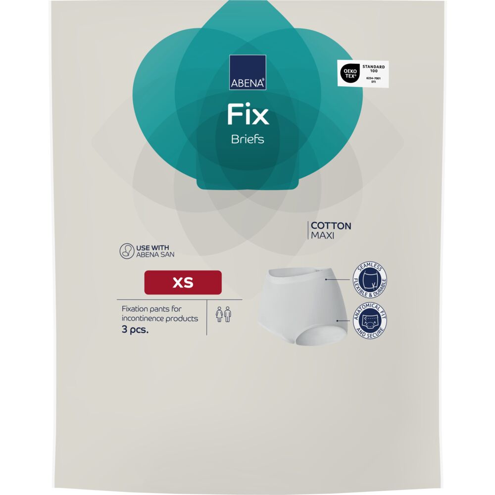 ABENA Fix Briefs Cotton Maxi - Baumwoll Fixierhose OHNE Bein | 3er Pack - Gr. - XS