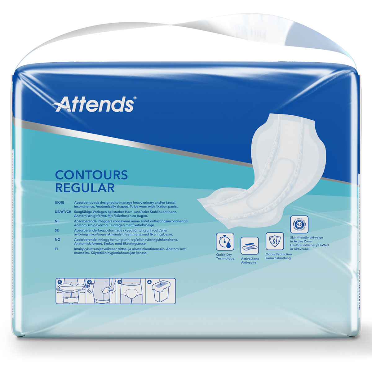 ATTENDS Contours Regular 7 - Inkontinenzvorlagen - 4x28 Stück